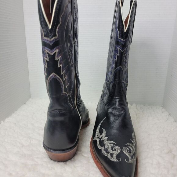 Tony Lama Black and Silver Heeled Boots - Picture 6 of 12